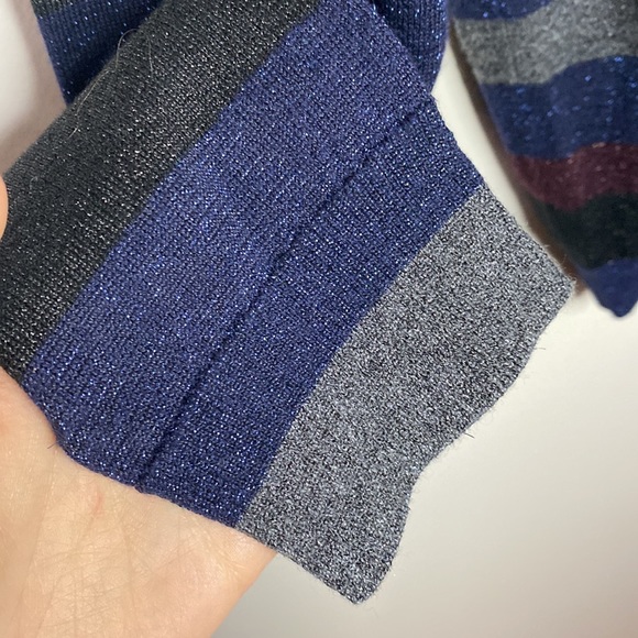 Lauren Ralph Lauren shimmering colorblock striped mockneck sweater size L - Picture 7 of 12
